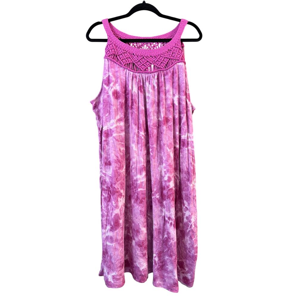 Terra & Sky Women's Plus Pink Purple & White Tie Dye Sundress Size 3X 24W 26W